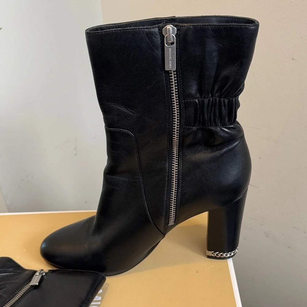 Michael Kors Elegant Black Leather Heeled Boots, in original box